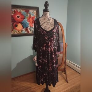 Torrid Black and Pink Floral Long Sleeve Dress